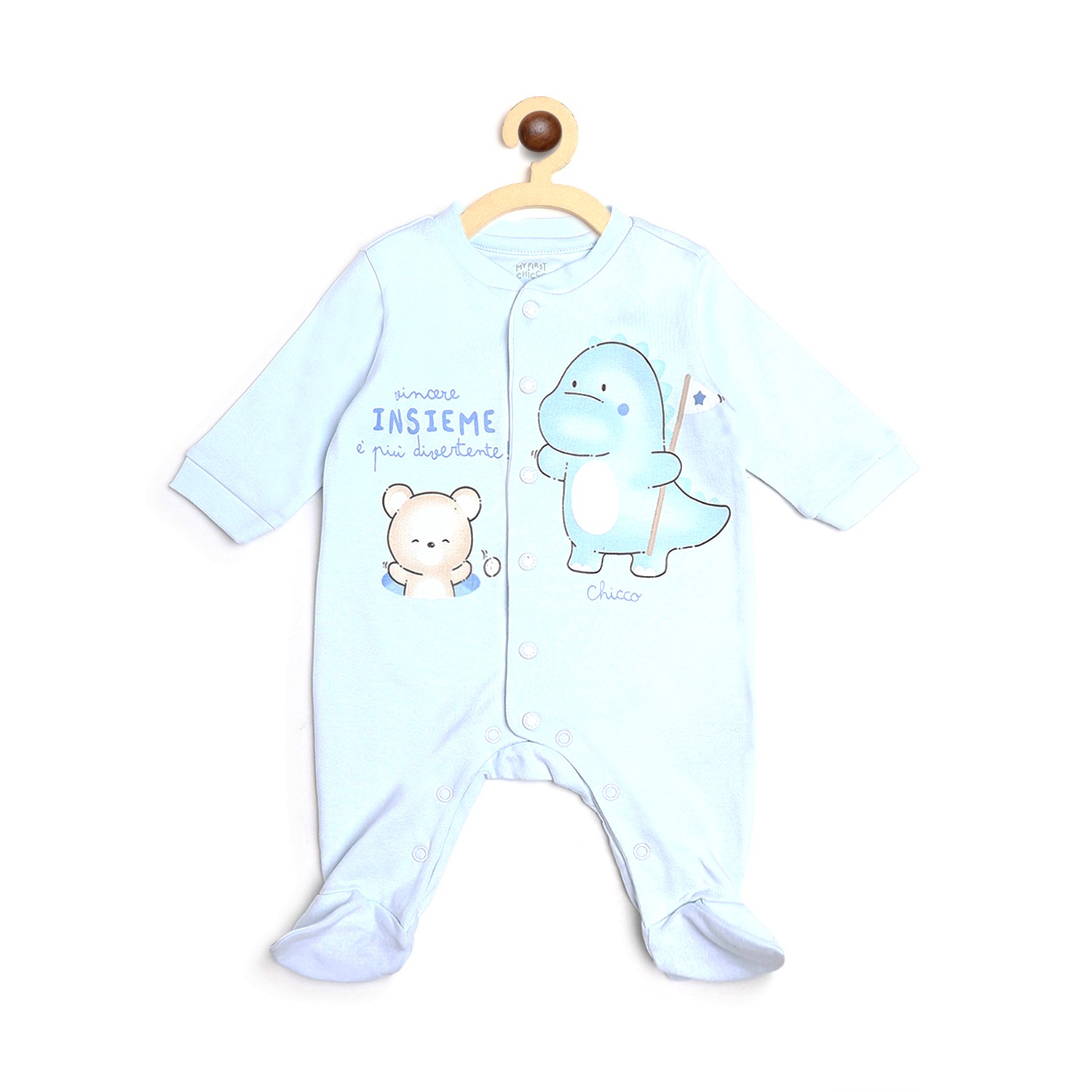 Infants Knitted Front Opening Babysuit-Blue